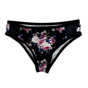 Cupshe High Rise Floral Bikini Bottoms Womens M Sheer Side Swim Y2K Retro Vacay